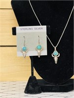 Sterling silver turquoise necklace earring set 18