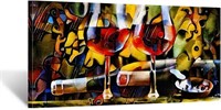 Red Wine Glasses Bottles Canvas Wall Art