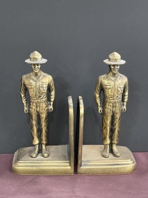 Brass Military soldier bookends
