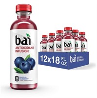 Bai Flavored Water, Brasilia Blueberry, 18oz, 12pk