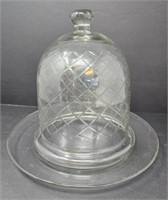 Etched Glass Cheese Dome Cloche