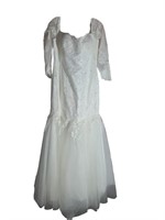 NEW Beaded Lace 3/4 Sleeve Wedding Dress Size 16W