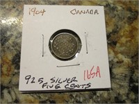 1904 Canada .925 Silver Five Cents