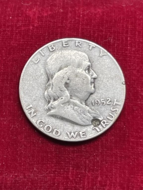 1952 D Franklin Half Dollar coin 90% Silver