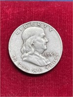 1959 Franklin Half Dollar coin 90% Silver