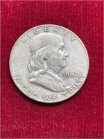 1962 D Franklin Half Dollar coin 90% Silver