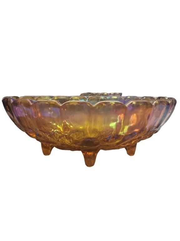 Vintage Indiana Glass Amber Carnival Glass Bowl