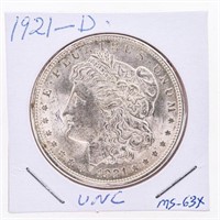 USA 1921-D Silver Morgan Dollar UNC MS63