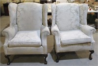 Pair of Shuford Beige Wing Back Chairs, "AS IS"