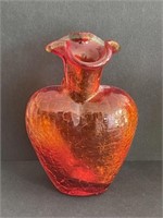 Amberina Crackle Glass Vase