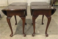 Pair of Queen Anne Style Drop Leaf Lamp Tables