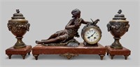 (3)-PIECE FRENCH FIGURATIVE MANTLE CLOCK