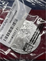 2010 American Eagle silver dollar coin 1 ounce