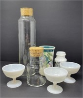 Pottery, Glass Canisters, Milk Glass