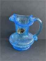 West Virginia Blue crackle glass pitcher