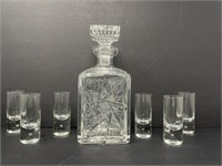 Cut Crystal Star of David Decanter with Glasses