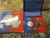 US & UK Silver Boullion Coin Set