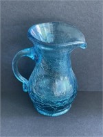 Blue Crackle glass pitcher