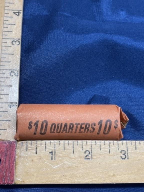 $10 Unsearched Roll of coins Quarters