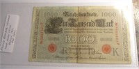 German Reichs Bank Note 1000 Mark, Red Seal