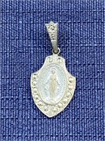 Sterling silver religious pendant