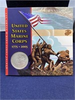 US Marine Corps 90% Silver coin and Stamp Folio
