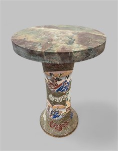 JAPANESE HAND PAINTED CERAMIC SIDE TABLE