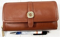 Tory Burch pebbled leather zip-around wallet in