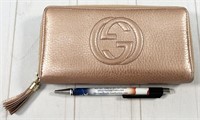 Gucci Soho pebbled leather zip-around wallet in