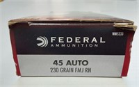FEDERAL 45 AUTO- FULL BOX OF 50---230 GRAIN FMJ RN