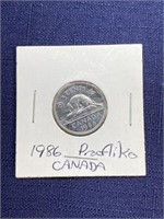 1986 Canadian coin $.05