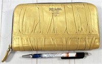 Prada crease leather zip-around wallet in gold