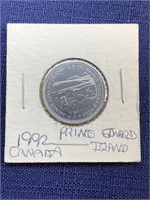 1992 Prince Edward Canadian coin $.25