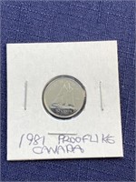 1981 Canadian $.10 coin proof like