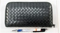 Bottega Veneta leather zip-around wallet in black