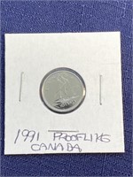 1991 Canadian $.10 coin proof like