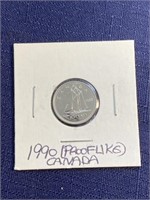 1990 Canadian $.10 coin proof like