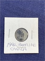 1992 Canadian $.10 coin proof like