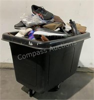Rolling Bin of Assorted Shoes
