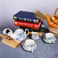 fanquare Blue Flowers Porcelain Tea Set 21 set