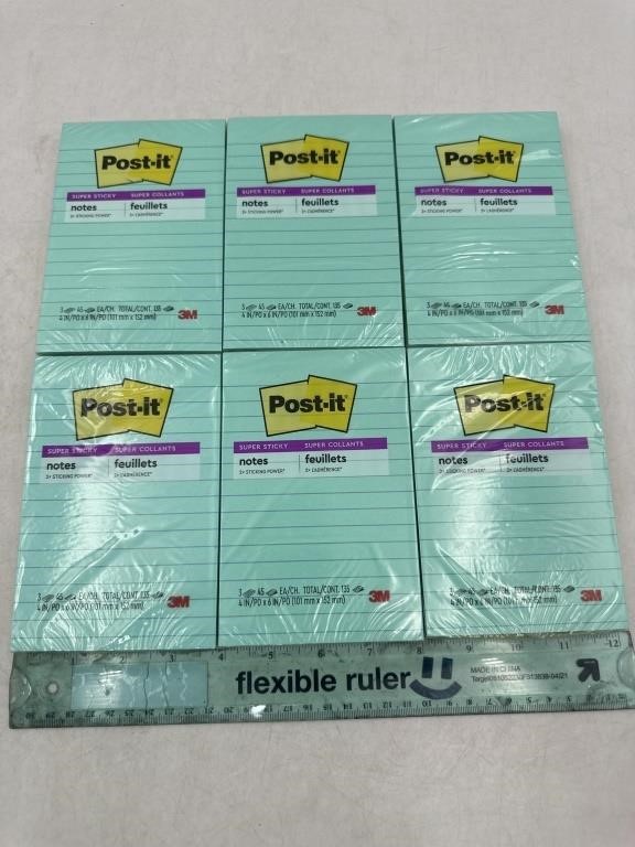 NEW Lot of 6-135ct Post-it Super Sticky Notes