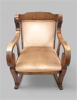 EARLY 20th CENTURY UPHOLSTERED ROCKING CHAIR