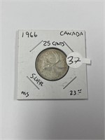 MS Grade 1966 Canadian Silver Quarter
