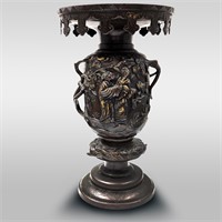 Antique Japanese Bronze Ornate Usubata Vase