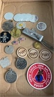 Assorted Tags, Pins, Patches and “Around tuits”
