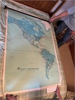 3 PAN AMERICAN MAPS 59" X 40" MAP DOES HAVE STAIN