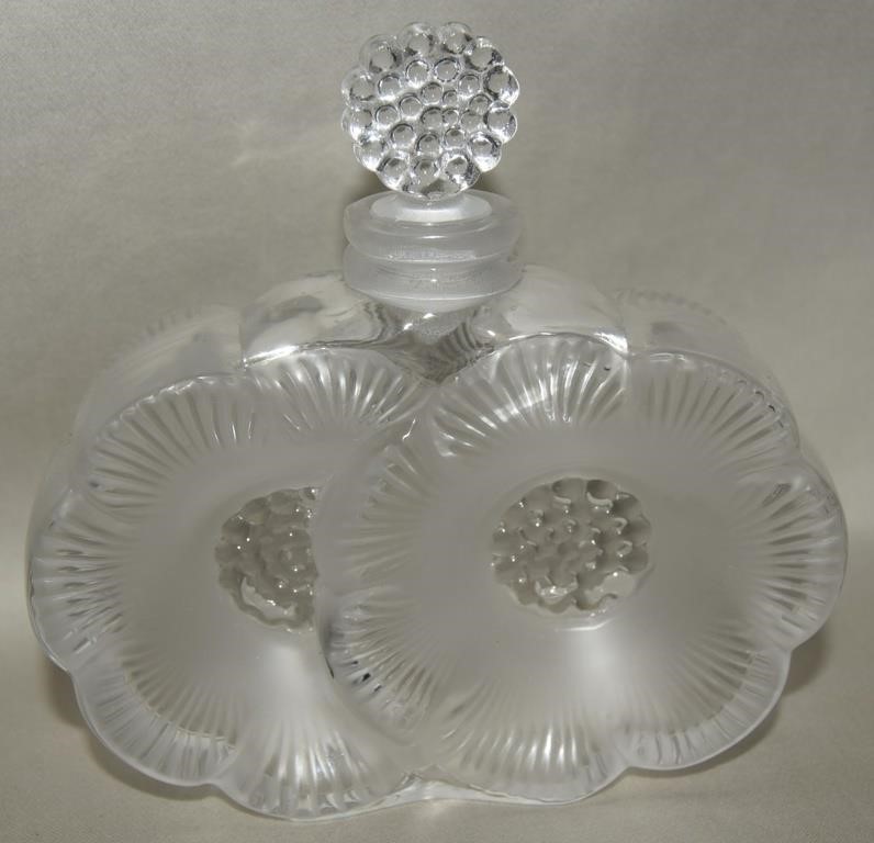 Lalique France Crystal Des Fleurs Perfume Bottle