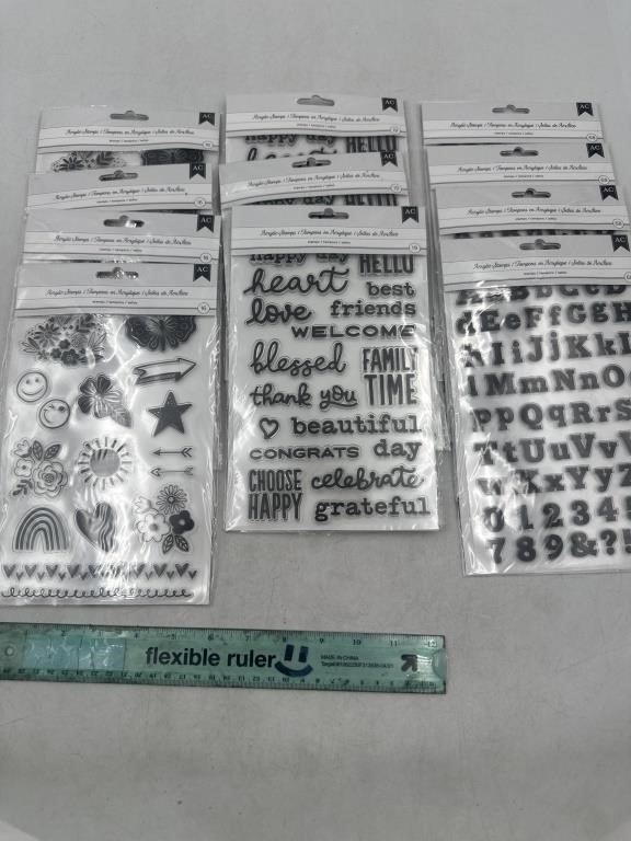 NEW Lot of 11- Acrylic Stamps Letters & Pictures