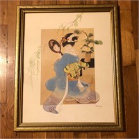 Framed Geisha Girl Art Print by Haruyo