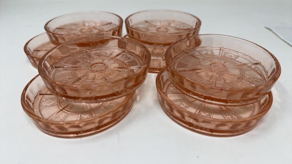 8e Pink Depression Glass Coasters